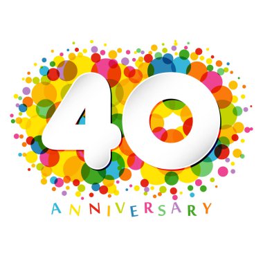 40. yıl dönümü numaraları. 40 yıllık renkli tebrik ederim. Sevimli bir tebrik konsepti. Soyut grafik tasarım şablonu. Beyaz parmaklar. % 40 'a kadar,% 40 indirimli. Dekoratif işaret.