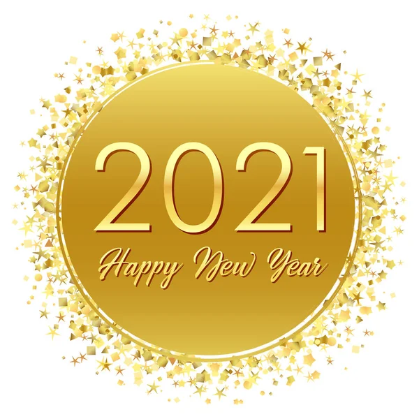 2021 Happy New Year Symbol Koncept Kulatý Logotyp Abstraktní Izolovaná — Stockový vektor