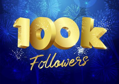 100 bin takipçi yaratıcı konsepte teşekkürler. Parlak şenlik 100.000 kanal beğenisi için teşekkürler. Parlayan Altın Tabelayı 100 bin aboneliği var. Üç boyutlu lüks rakamlar. Soyut izole grafik tasarım şablonu.
