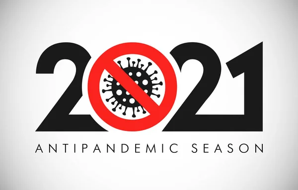 2021 Concepto Feliz Año Nuevo Contra Virus Detener Virus Corona — Vector de stock