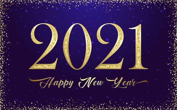 2021 Šťastný Nový Rok Blahopřejeme Koncept Zlatý Logogram Krásné Zasněžené — Stockový vektor