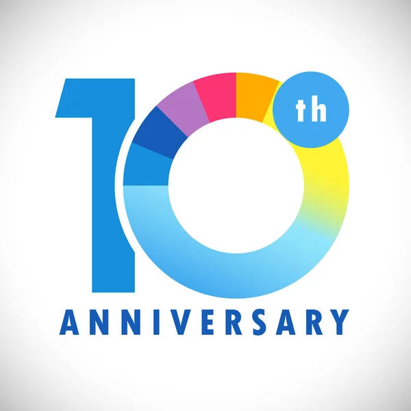 10Η Επέτειος Χρονών Έγχρωμα Συγχαρητήρια Ωραία Ιδέα Συγχαρητηρίων Μεμονωμένο Αφηρημένο — Διανυσματικό Αρχείο