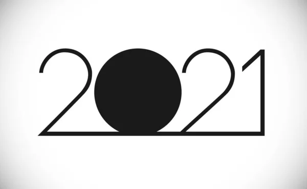 2021 Feliz Año Nuevo Felicitaciones Concepto Logotipo Delgado Clásico Plantilla — Vector de stock