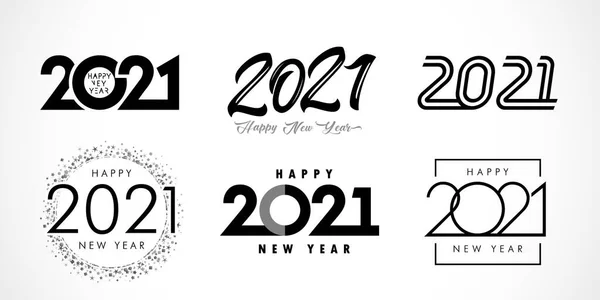 Μεγάλο Σετ Του 2021 Καλή Χρονιά Λογότυπο Σχεδιασμός Κειμένου Πρότυπο — Διανυσματικό Αρχείο