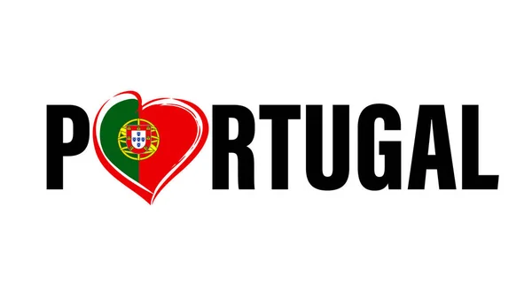Portugal Logotipo Turismo Texto Com Emblema Bandeira Coração Branco Ame — Vetor de Stock