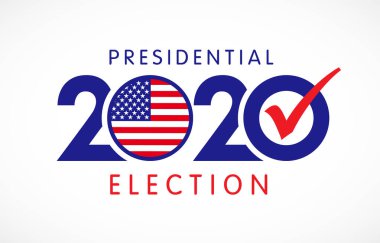 2020 Amerika Birleşik Devletleri Başkanlık seçim bayrağı. ABD bayraklı 2020 sancağına oy verin. Seçim günü vektör illüstrasyonu