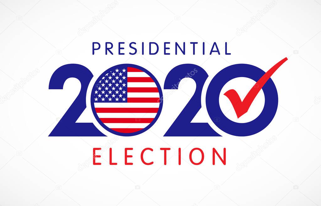2020 United States of America Presidential Election banner. Vote 2020 banner with flag USA. Election day vector illustration