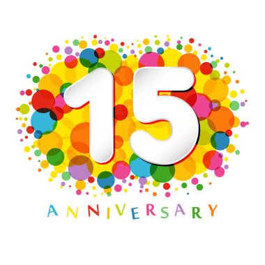 15. yıldönümü numaraları. 15 yıllık zenci kutlarım. Sevimli bir tebrik konsepti. Soyut grafik tasarım şablonu. Beyaz parmaklar. Yüzde 15 'e kadar, yüzde 15 indirimli. Dekoratif işaret.