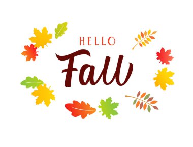 Merhaba güz yaratıcı selamlar. Sosyal medya afişi. Sonbahar yapraklı dilek kartı tasarımı