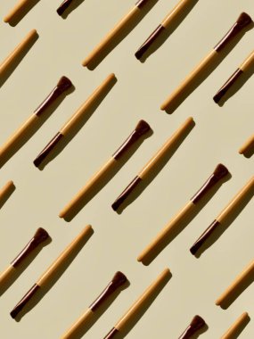 Tahta makyaj fırçaları, geometrik desen 