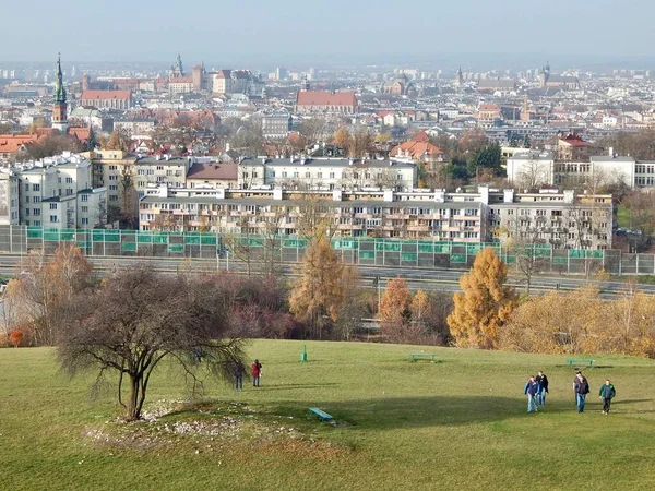 Panorama Der Herbstlichen Stadt Krakau Vom Hügel 2015 — Stockfoto