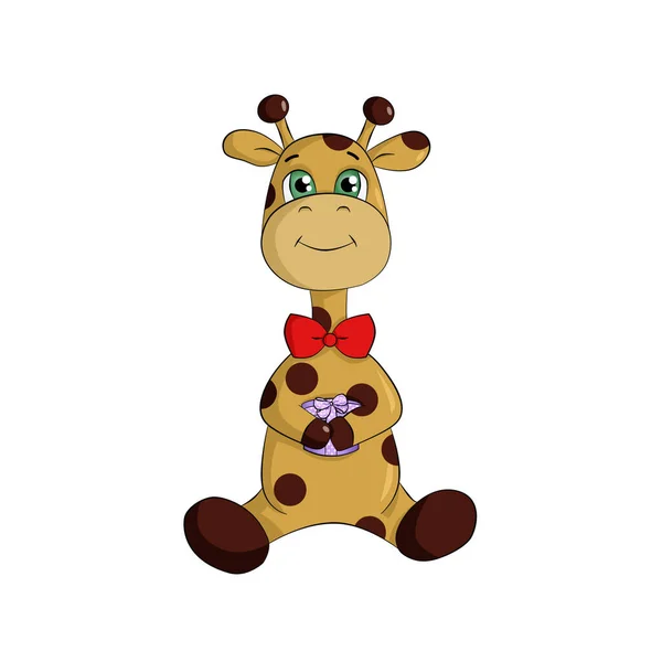Giraffe with a gift Digital art — Stock Photo, Image