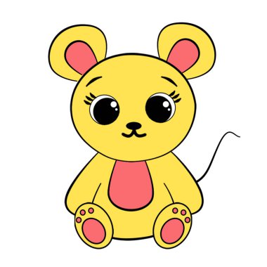 Şirin sarı fareli güzel bir karikatür çizimi