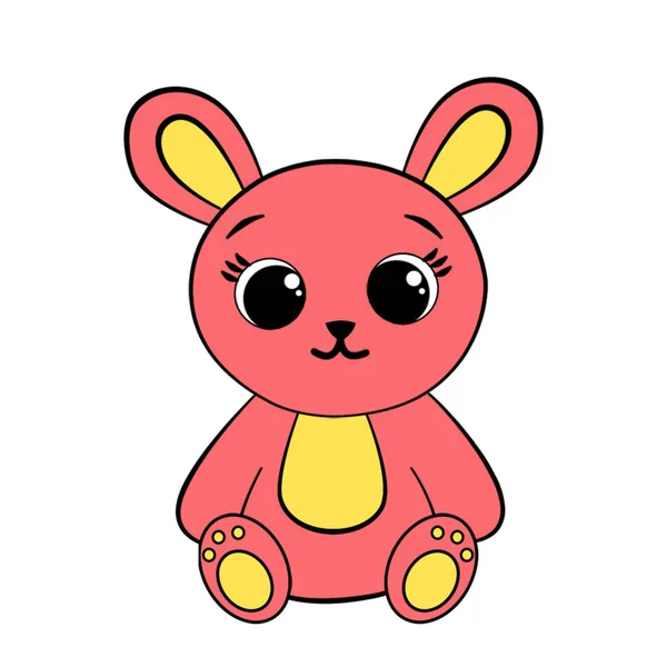Şirin pembe tavşanlı güzel bir karikatür çizimi.