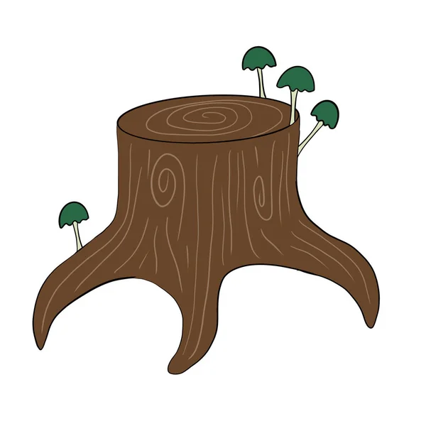 Yeşil mantarlı orman kütüğü