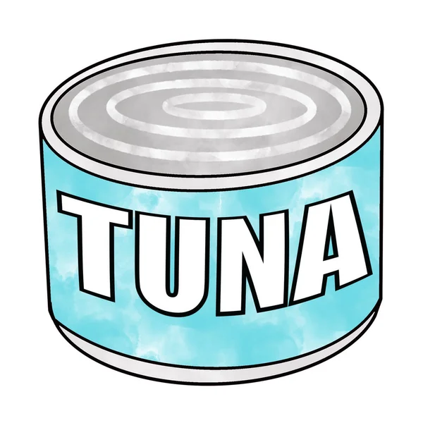 Metalowa puszka tuńczyka w puszce. Sztuka ilustracji — Zdjęcie stockowe