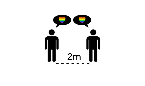 Lgbtq Flat Icon Casal Amor Ficar Distância Por Tempo —  Vetores de Stock