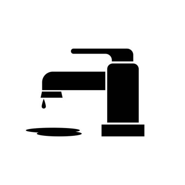 Su sekmesinde damlayan su, beyaz arkaplanda izole edilmiş simge, su israfı kavramı