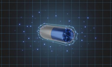 Korunma için bariyer olarak geniş çerçeveli kapsül hapı, sağlık tıbbi tıp konsepti, 3D canlandırma
