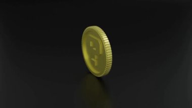 Kusursuz döngü altın sikke, dönen soru işareti madeni para, 3D render