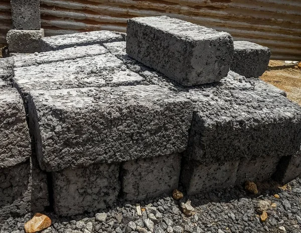 Indiska Tegelstenar Som Används För Konstruktion Gjorda Blandning Cement Sand — Stockfoto