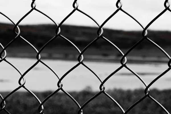 Une Cage Filetée Acier Noir Blanc — Photo