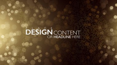 Altın yaldızlı arka plan. Fotokopi alanı ve koyu arkaplanı olan zarif altın bir afiş. Vektör resimleme şablonu.