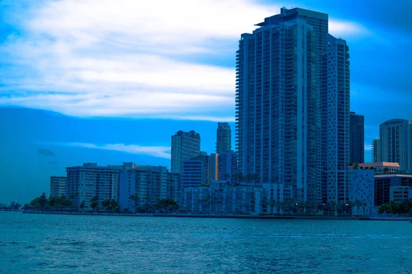 Elevados Aumentos Lado Canal Sul Miami Brickell Miami Flórida Edifícios — Fotografia de Stock