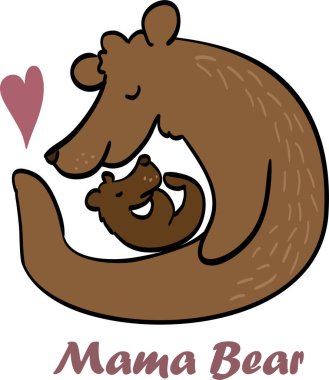 Mama bear and little baby-bear flat vector illustration vector Mama bear and little baby-bear flat vector illustration vector