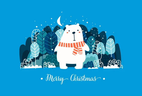 Χριστούγεννα Και Νέο Έτος Φόντο Για Site Αρκούδα Στο Δάσος — Διανυσματικό Αρχείο