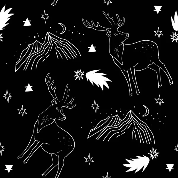 Patrón Con Símbolos Místicos Astrología Etnia Magia Sobre Fondo Aislado — Vector de stock