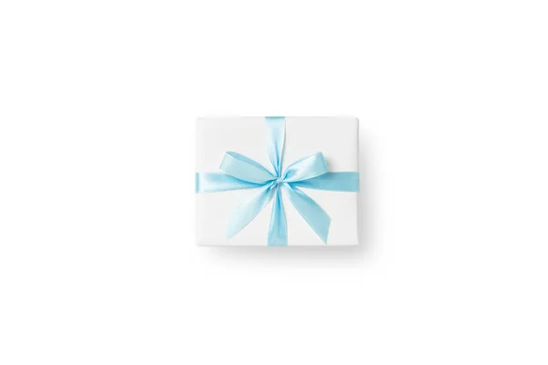 Von oben Ansicht der weißen Geschenkbox auf weißem isolierten Hintergrund — Stockfoto