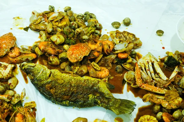 Seafood Kerang Melayani Atas Meja — Stok Foto