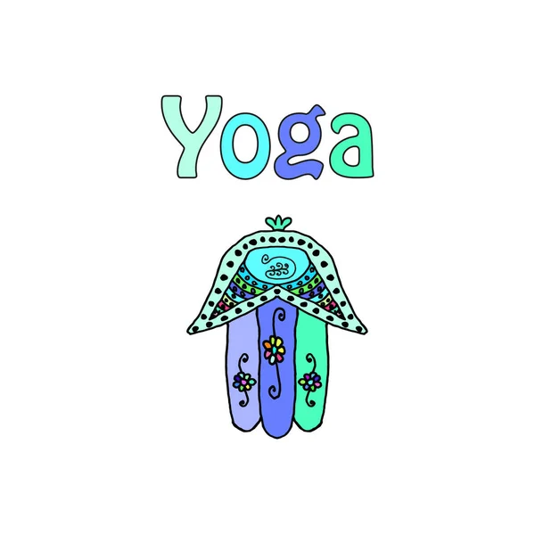 Día Mundial del Yoga. Hamsa. Doodle. Dibuja. Ilustración vectorial sobre fondo aislado . — Vector de stock