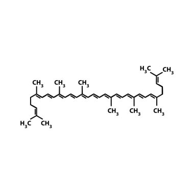 Likopen kimyasal bir moleküler formülü var. Vektör illüstrasyon izole arka plan üzerinde.