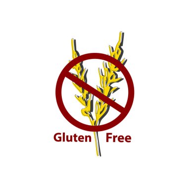 Simge gluten ücretsiz. Yasak işareti. Sivri tahıl. Buğday. Vektör illüstrasyon izole arka plan üzerinde.