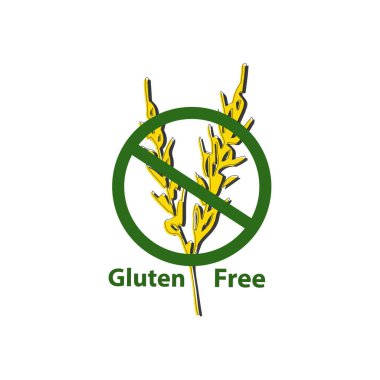 Simge gluten ücretsiz. Yasak işareti. Sivri tahıl. Buğday. Vektör illüstrasyon izole arka plan üzerinde.