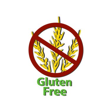 Simge gluten ücretsiz. Yasak işareti. Sivri tahıl. Buğday. Vektör illüstrasyon izole arka plan üzerinde.