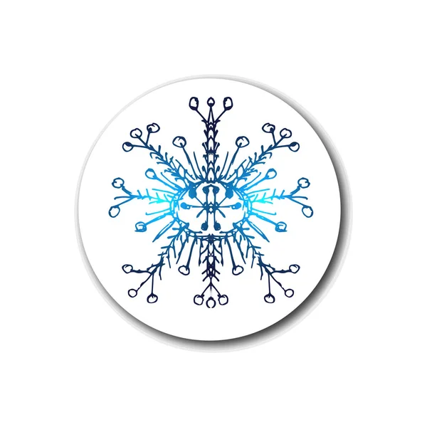 Blauwe neon sneeuwvlokken. Winter sneeuwvlokken hologram. Vectorillustratie op geïsoleerde achtergrond — Stockvector