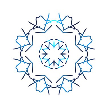 Mavi neon kar taneleri. Kış kar taneleri hologram. Vektör illüstrasyon izole arka plan üzerinde