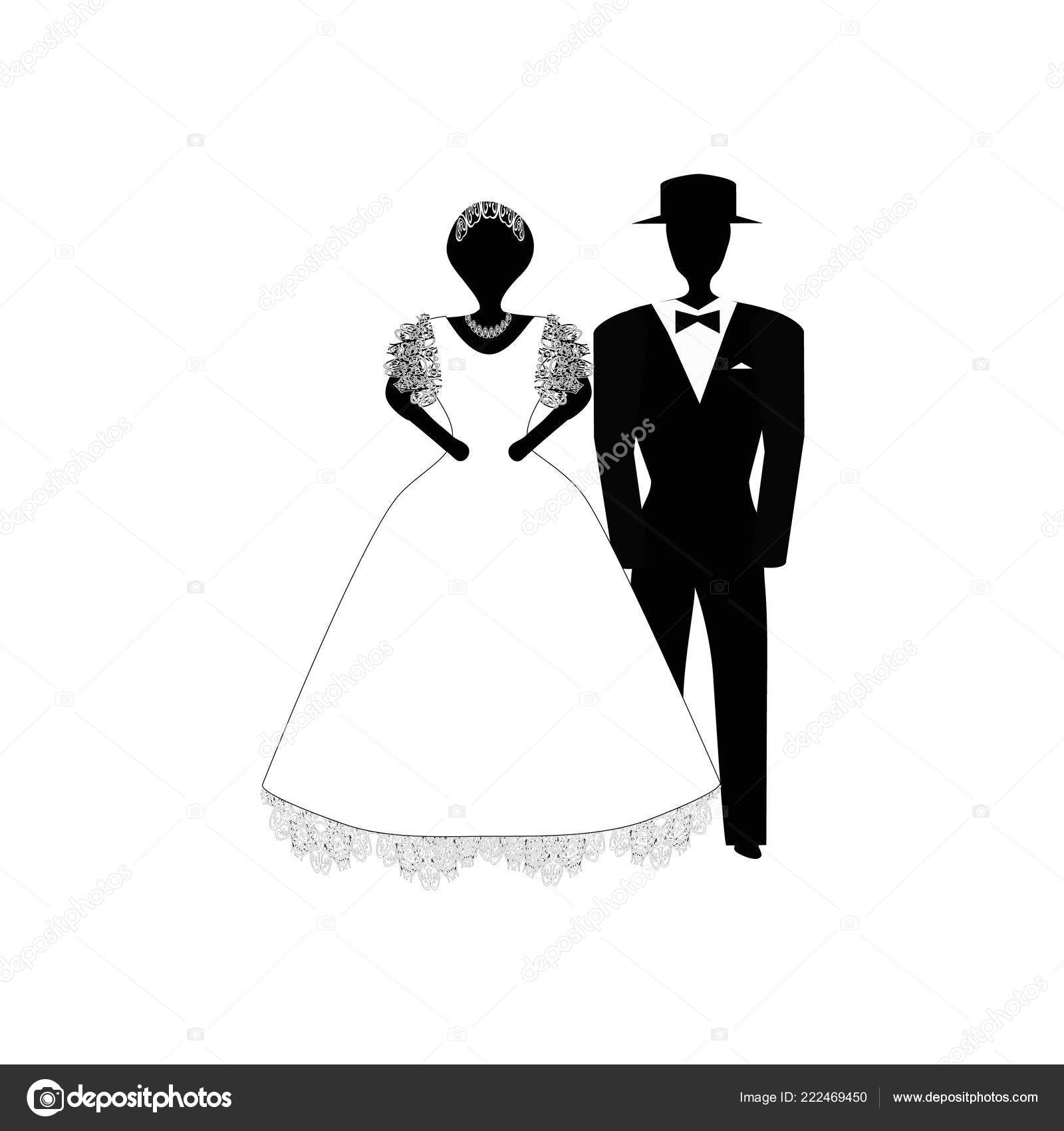 Clipart Black And White Silhouette Bride And Groom Bride And