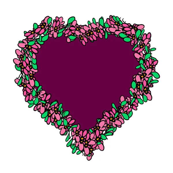 Декоративное сердце в цветочной рамке. Векторная иллюстрация на изолированном фоне . — стоковый вектор