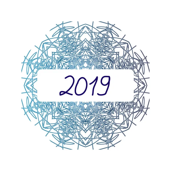 Mandala gráfico vintage. Año nuevo 2019. Ilustración vectorial sobre fondo aislado . — Vector de stock