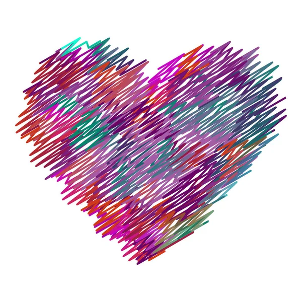 Heart Colorful Lines Markers Valentine Day Vector Illustration Isolated Background — Stock Vector