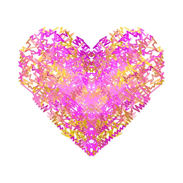 Καρδιά Από Ροζ Και Κίτρινες Κυματοειδείς Γραμμές Ημέρα Του Αγίου — Διανυσματικό Αρχείο