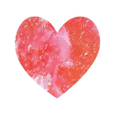 Kırmızı kalp suluboya boya. Sevgililer günü. Vektör illüstrasyon izole arka plan üzerinde