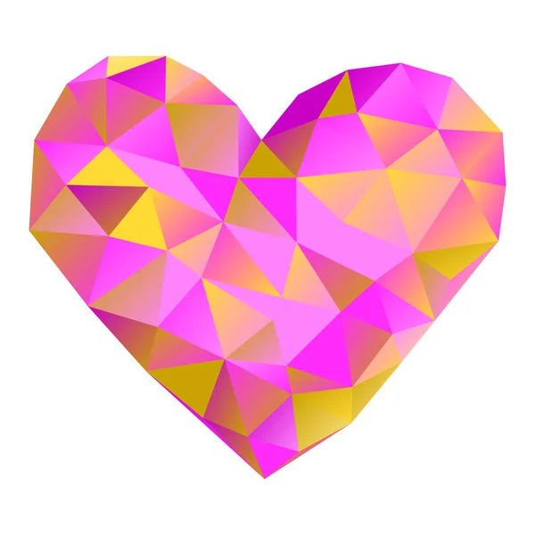 Corazón Rosa Hecho Triángulos Día San Valentín Ilustración Vectorial Sobre — Vector de stock