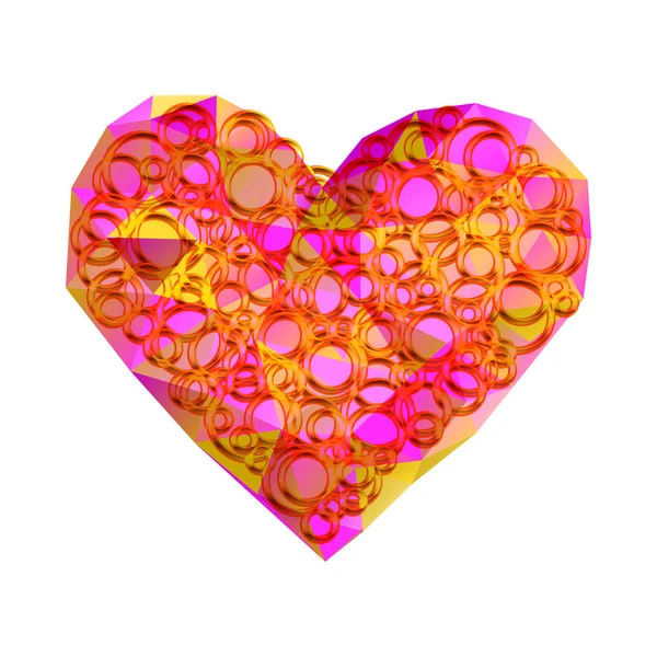 Pink Heart Gold Circles Valentines Day Vector Illustration Isolated Background — Stock Vector