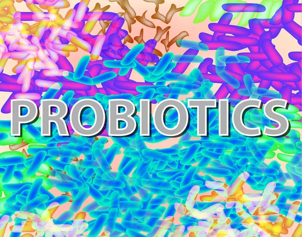 Goede Bacteriën Flora Dubbelpunt Achtergrond Probiotische Prebiotisch Synbiotic Lactobacillus Bifidobacterium — Stockvector