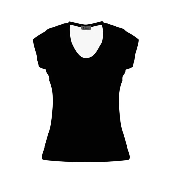 T-shirt femme noire. Maquette. Illustration vectorielle sur fond isolé — Image vectorielle